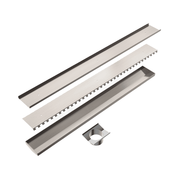 Tile Insert V Channel 800x106mm Floor Grate 90mm Outlet Brushed Nickel (NRFG010HSBN)