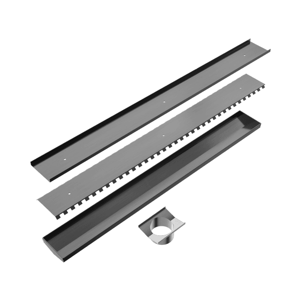 Tile Insert V Channel 800x106mm Floor Grate 90mm Outlet Gun Metal (NRFG010HSGM)