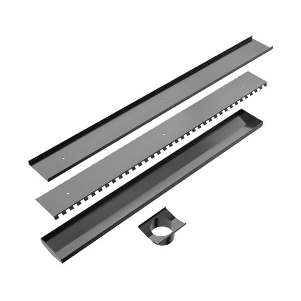 Tile Insert V Channel 800x82mm Floor Grate 50mm Outlet Gun Metal (NRFG011HSGM)