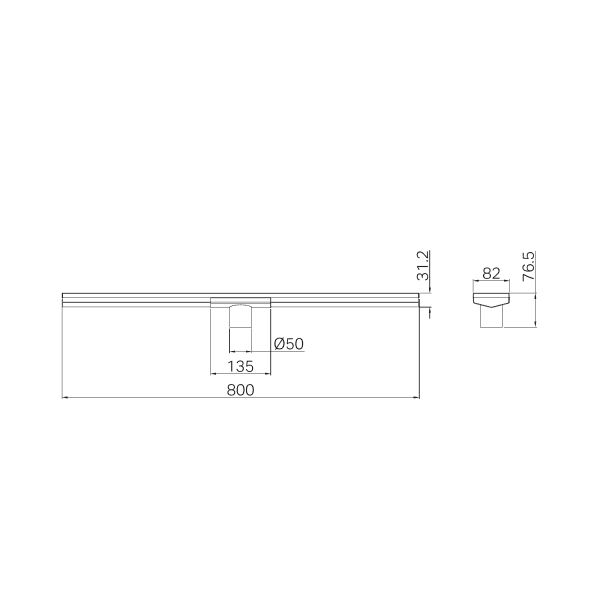 Tile Insert V Channel 800x82mm Floor Grate 50mm Outlet Gun Metal (NRFG011HSGM)