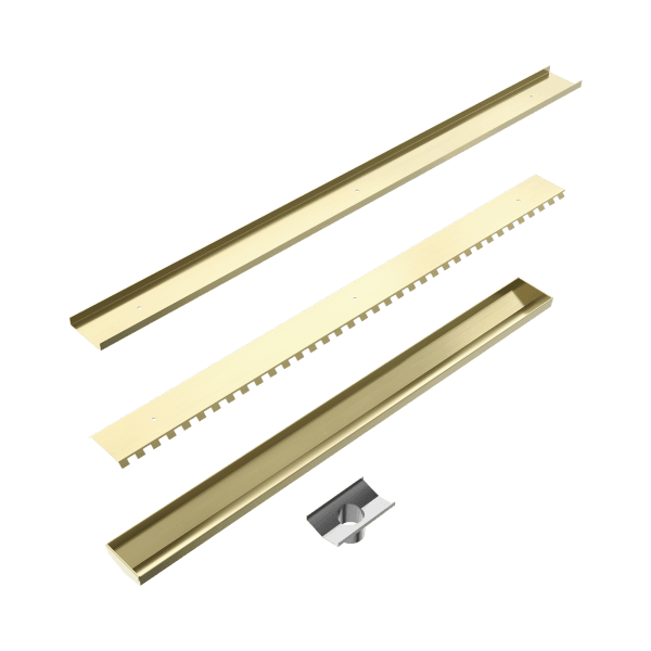 Tile Insert V Channel 800x82mm Floor Grate 50mm Outlet Brushed Gold (NRFG011HSBG)
