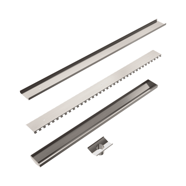 Tile Insert V Channel 800x82mm Floor Grate 50mm Outlet Brushed Nickel (NRFG011HSBN)