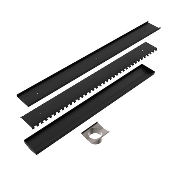Tile Insert V Channel 800x82mm Floor Grate 50mm Outlet Matte Black (NRFG011HSMB)