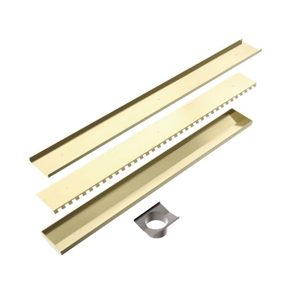 Tile Insert V Channel 800x106mm Floor Grate 80mm Outlet Brushed Gold (NRFG012HSBG)