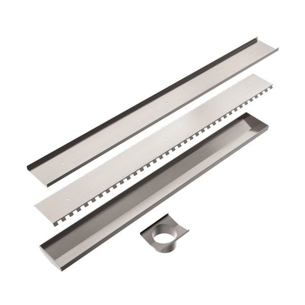 Tile Insert V Channel 800x106mm Floor Grate 80mm Outlet Brushed Nickel (NRFG012HSBN)