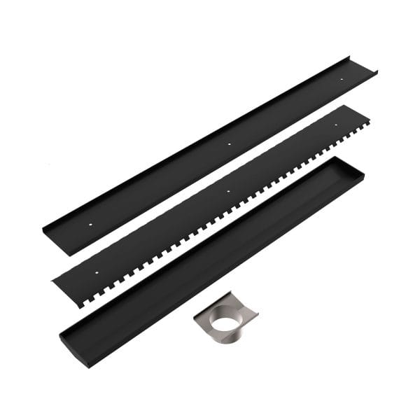 Tile Insert V Channel 800x106mm Floor Grate 80mm Outlet Matte Black (NRFG012HSMB)